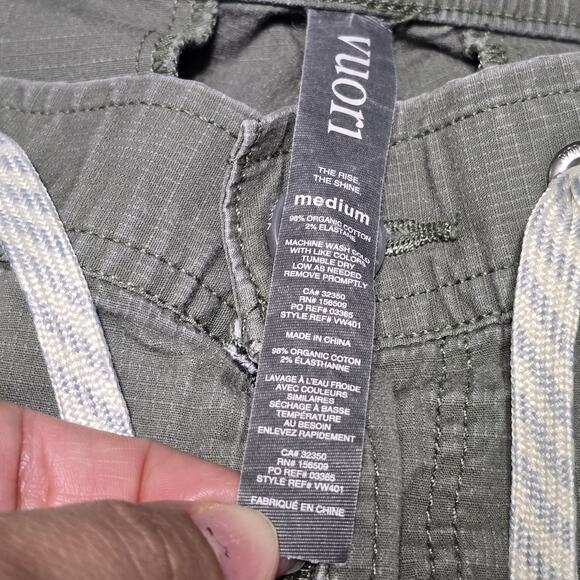 Vuori Ripstop Army Green Pants Drawstring VW401 Zipped Pockets Elastic Waist M - Picture 5 of 8